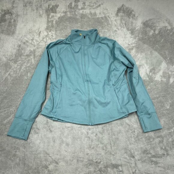 Jockey XXL Womens Teal Full-Zip Jacket With Thumb Holes Stretch Fabric NWT 6543 - Picture 4 of 8